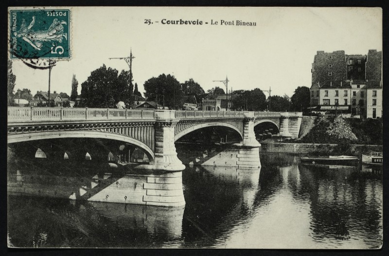 Carte postale ancienne Le Pont Bineau à Courbevoie