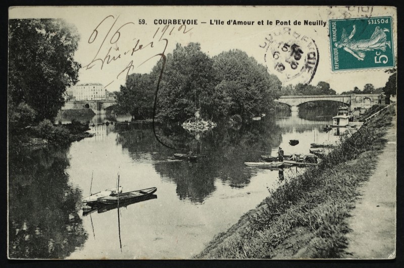 Carte postale ancienne L'Ile d'Amour et le Pont de Neuilly à Neuilly-sur-Seine