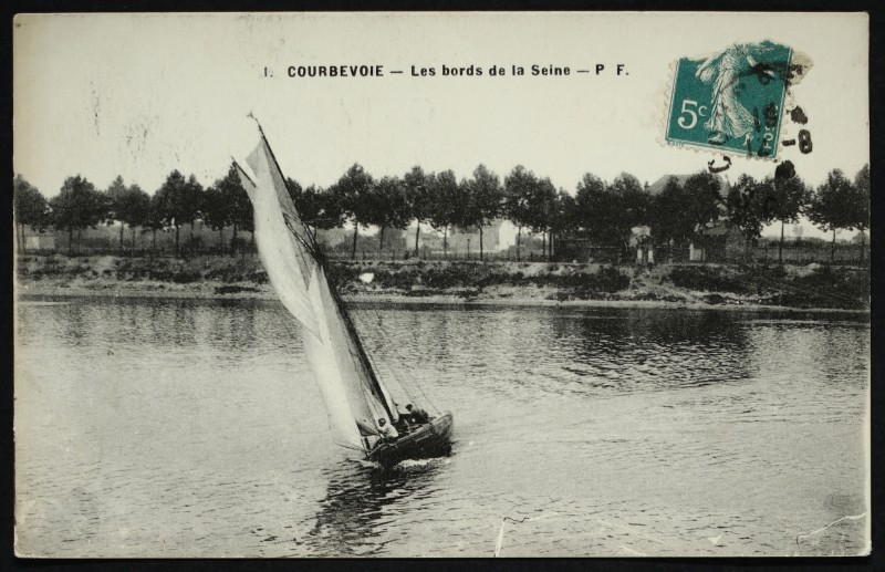 Carte postale ancienne Les Bords de Seine à Courbevoie
