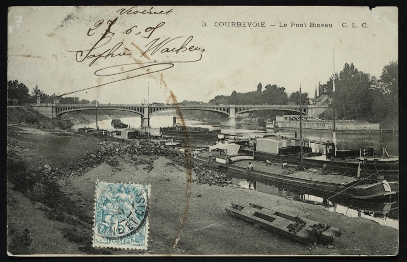 Carte postale ancienne Le Pont Bineau à Courbevoie