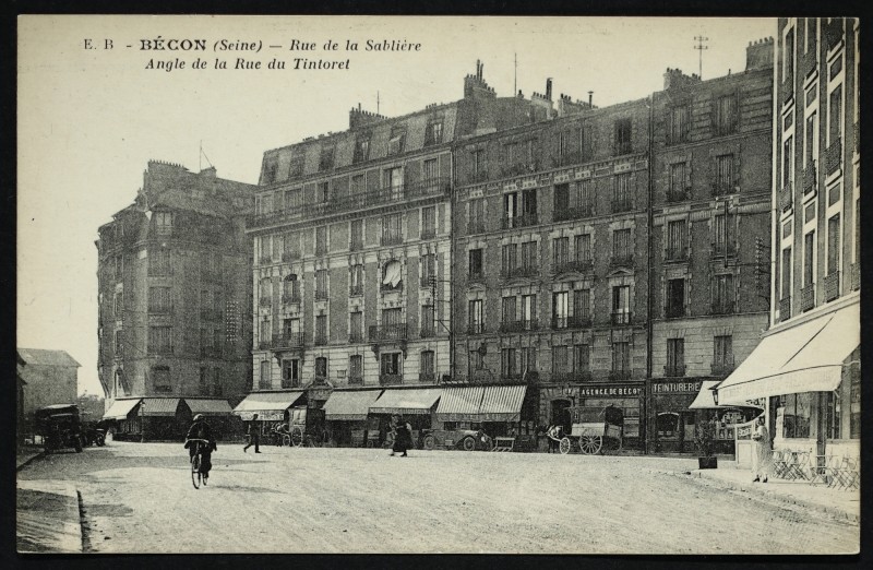 Carte postale ancienne Rue de la Sablière - Angle de la Rue du Tintoret à Asnières-sur-Seine