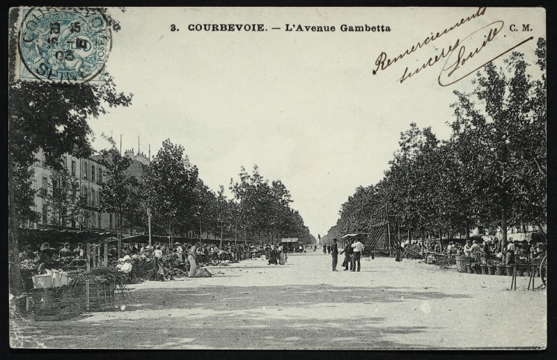 Carte postale ancienne L'Avenue Gambetta à Courbevoie