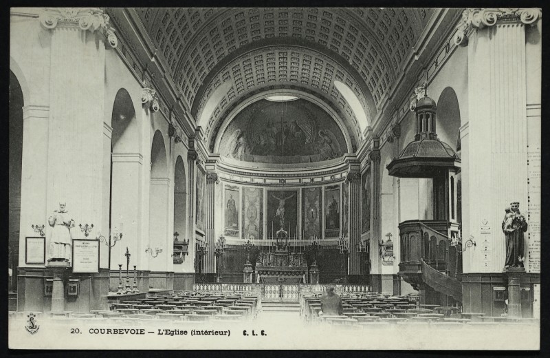 Carte postale ancienne L'Eglise (Intérieur) à Courbevoie