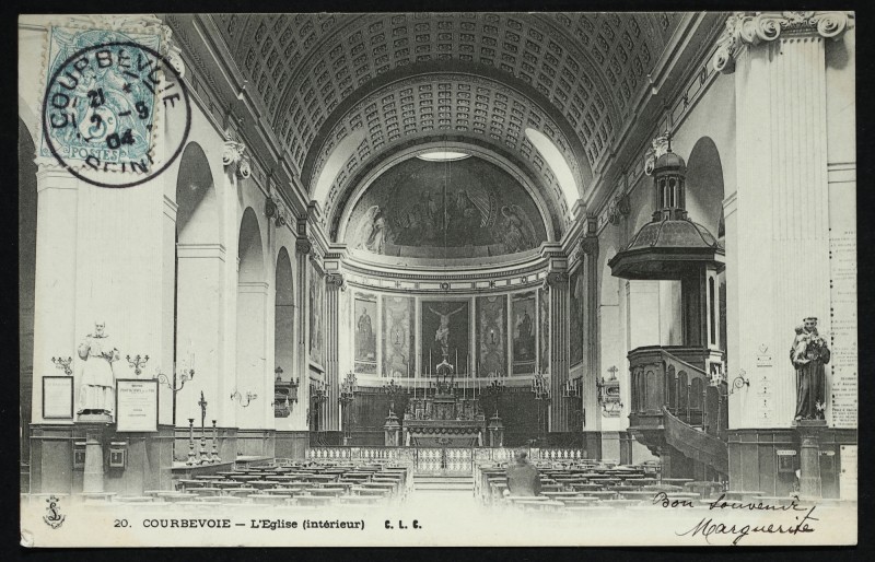 Carte postale ancienne L'Eglise (Intérieur) à Courbevoie