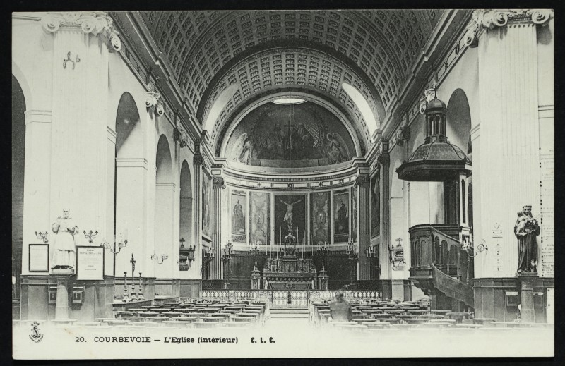Carte postale ancienne L'Eglise (Intérieur) à Courbevoie
