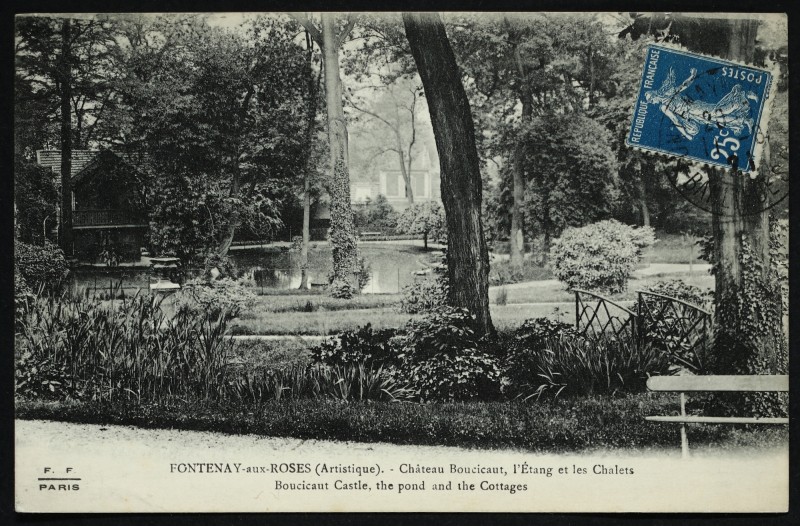 Carte postale ancienne Château Boucicaut, l'Etang et les Chalets à Fontenay-aux-Roses