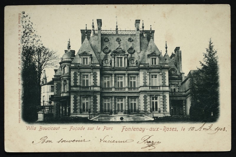 Carte postale ancienne Villa Boucicaut - Façade sur le Parc à Fontenay-aux-Roses