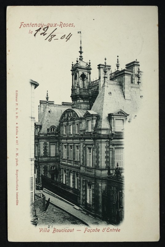 Carte postale ancienne Villa Boucicaut - Façade d'entrée à Fontenay-aux-Roses