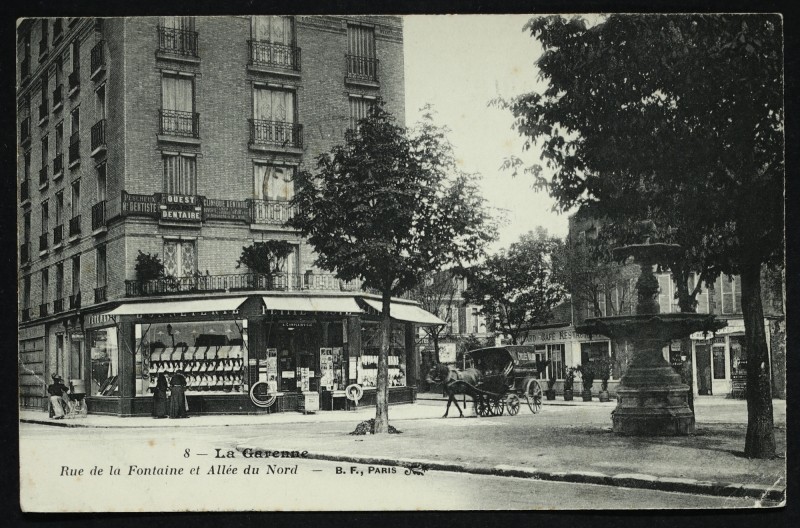 Carte postale ancienne Rue de la Fontaine et Allée du Nord à La Garenne-Colombes