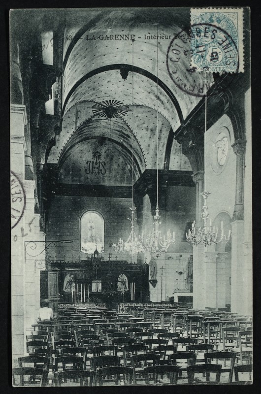 Carte postale ancienne Intérieur de l 'Eglise à La Garenne-Colombes