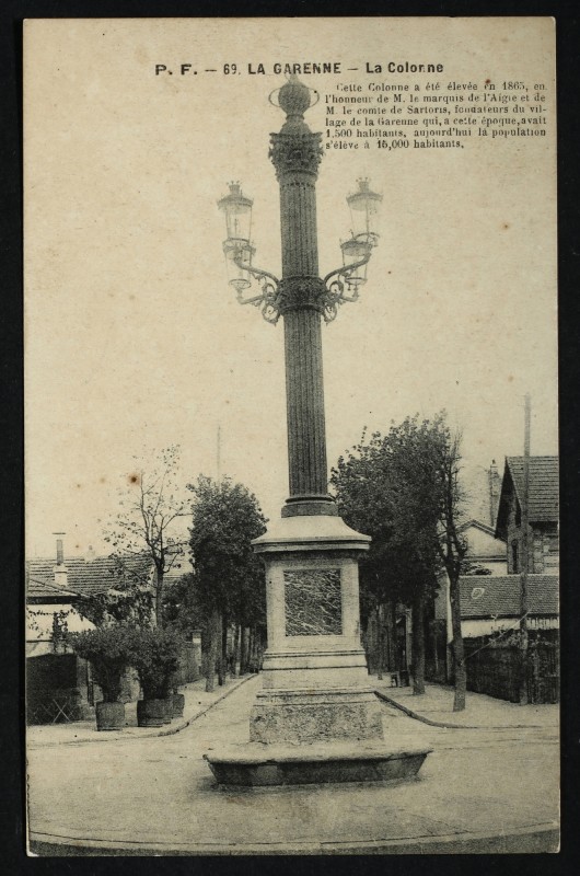 Carte postale ancienne La Colonne à La Garenne-Colombes