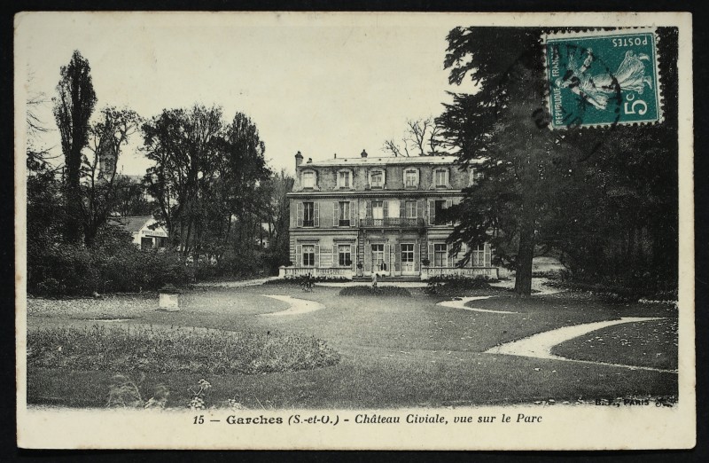 Carte postale ancienne Château Civiale, vue sur le Parc à Garches