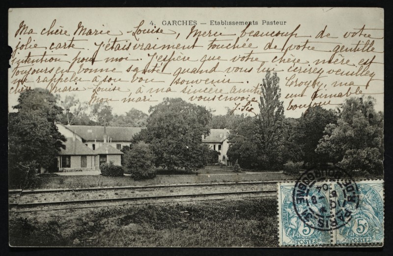 Carte postale ancienne Etablissements Pasteur à Garches