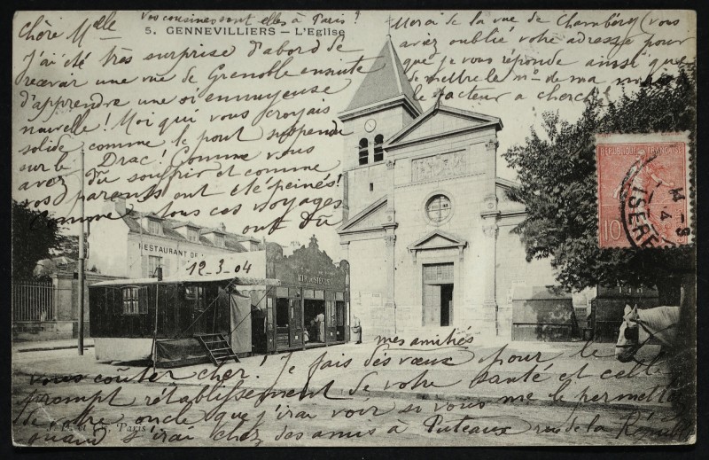 Carte postale ancienne L'Eglise à Gennevilliers