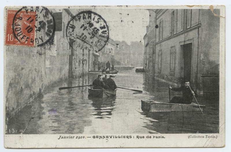 Carte postale ancienne Janvier 1910 - Rue de Paris à Gennevilliers