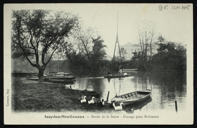 Carte postale ancienne Issy Les Moulineaux Bords De La Seine Passage Pour Robinson (dos non divi à Boulogne-Billancourt