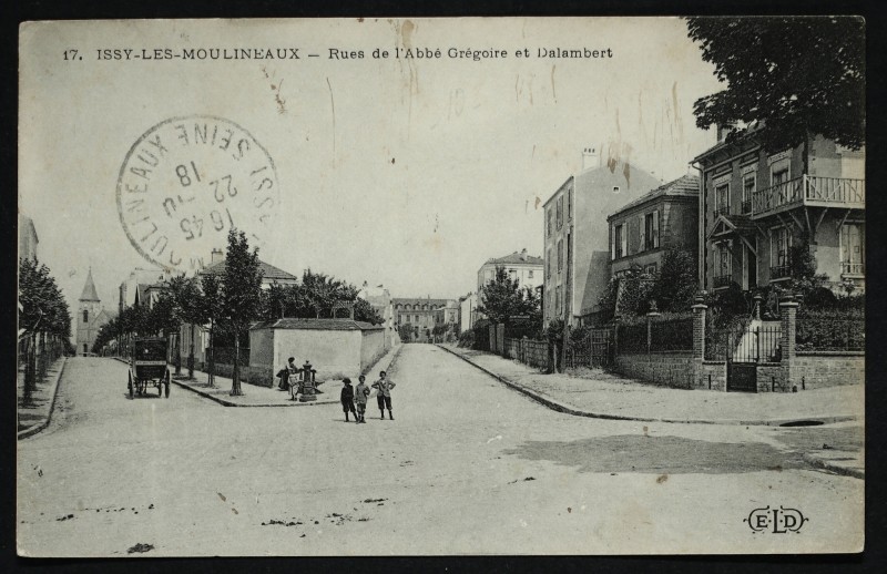 Carte postale ancienne Rues de l'Abbé Grégoire et Dalembert à Issy-les-Moulineaux