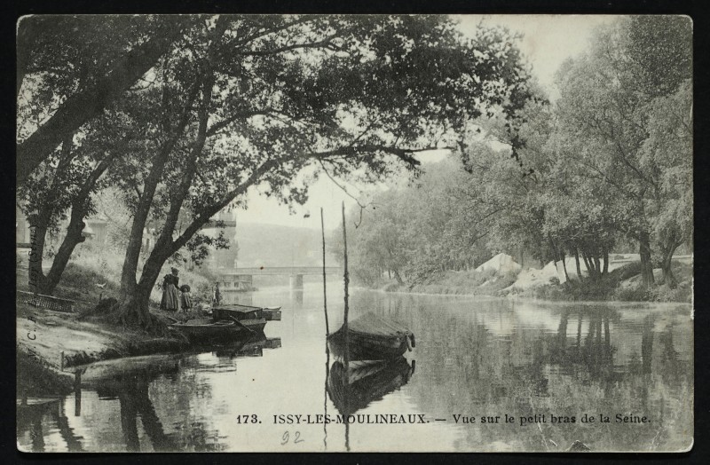 Carte postale ancienne Vue sur le petit bras de la Seine à Issy-les-Moulineaux