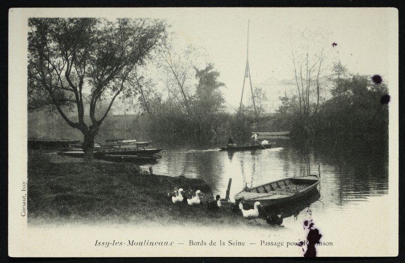 Carte postale ancienne Issy Les Moulineaux Bords De La Seine Passage Pour Robinson (dos non divi à Boulogne-Billancourt