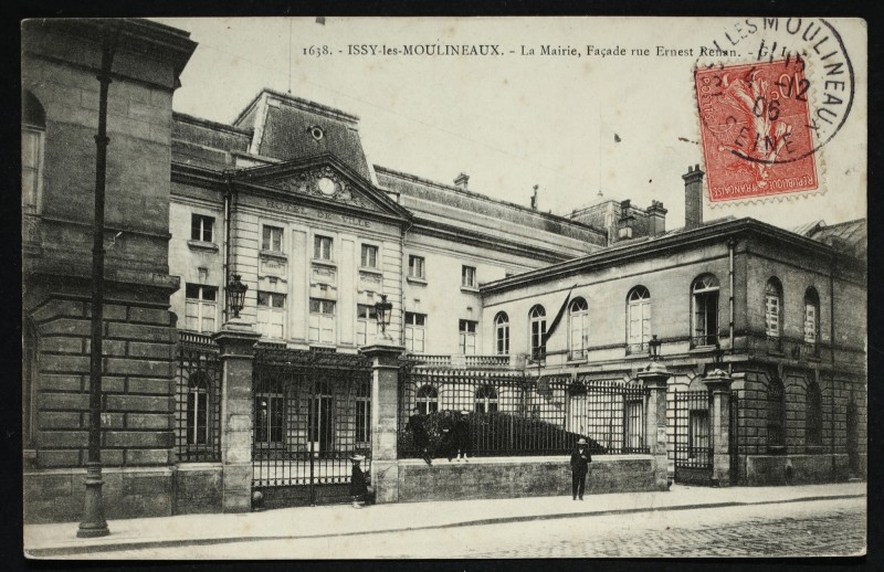 Carte postale ancienne La Mairie, Façade rue Erset Renan à Issy-les-Moulineaux
