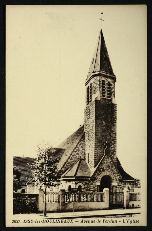 Carte postale ancienne Avenue de Verdun - L'Eglise à Issy-les-Moulineaux