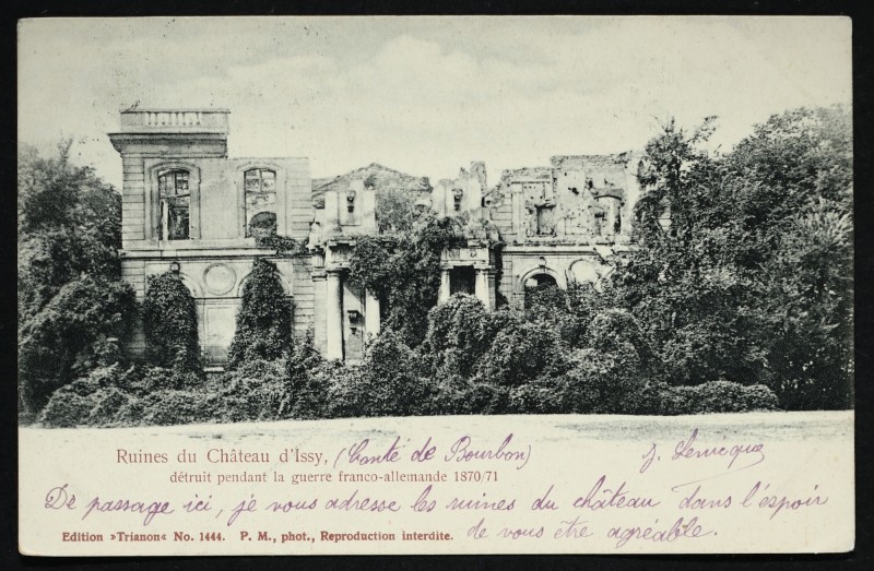 Carte postale ancienne Ruines de l'ancien Château détruit en 1870 à Issy-les-Moulineaux