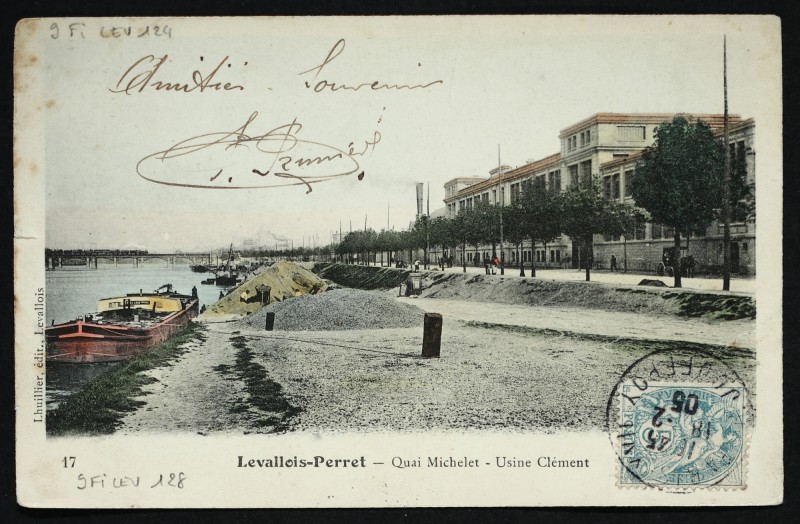 Carte postale ancienne Quai Michelet - Usine Clément à Levallois-Perret