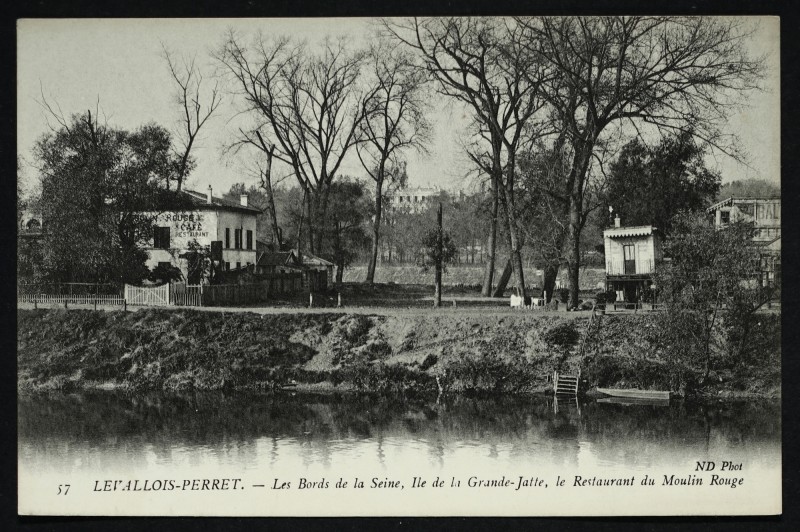 Carte postale ancienne Les Bords de la Seine,  Ile de la Grande-Jatte, le Restaurant du Moulin Rouge à Neuilly-sur-Seine