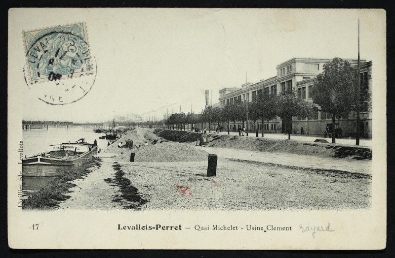 Carte postale ancienne Quai Michelet - Usine Clément à Levallois-Perret