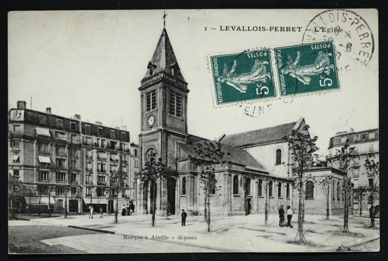Carte postale ancienne L'Eglise à Levallois-Perret
