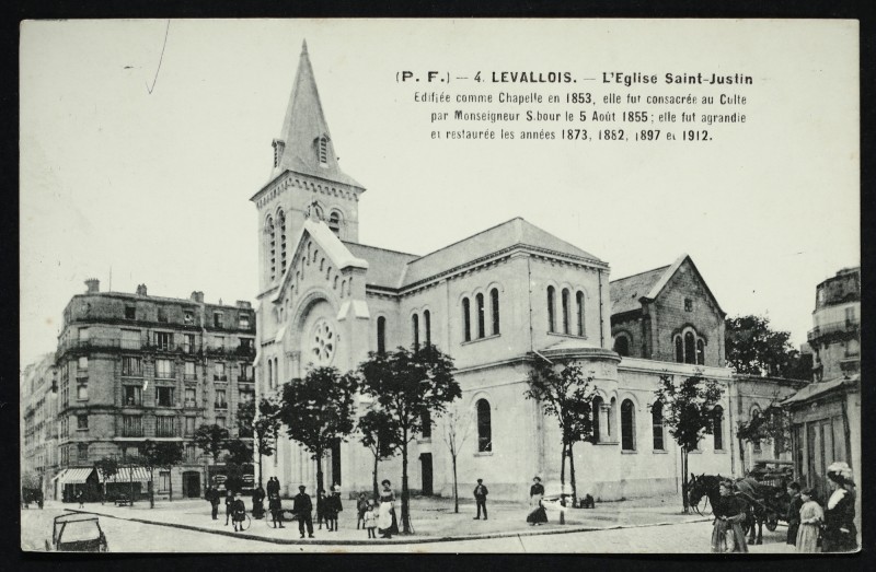 Carte postale ancienne L'Eglise Saint-Justin à Levallois-Perret