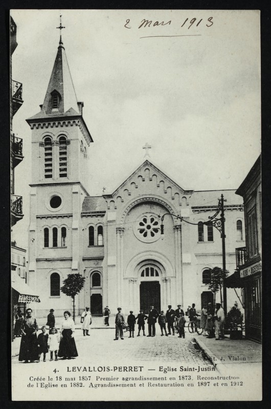 Carte postale ancienne Eglise Saint-Justin à Levallois-Perret