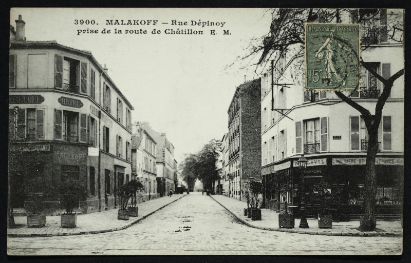 Carte postale ancienne Rue Dépinoy prise de la Route de Châtillon à Malakoff