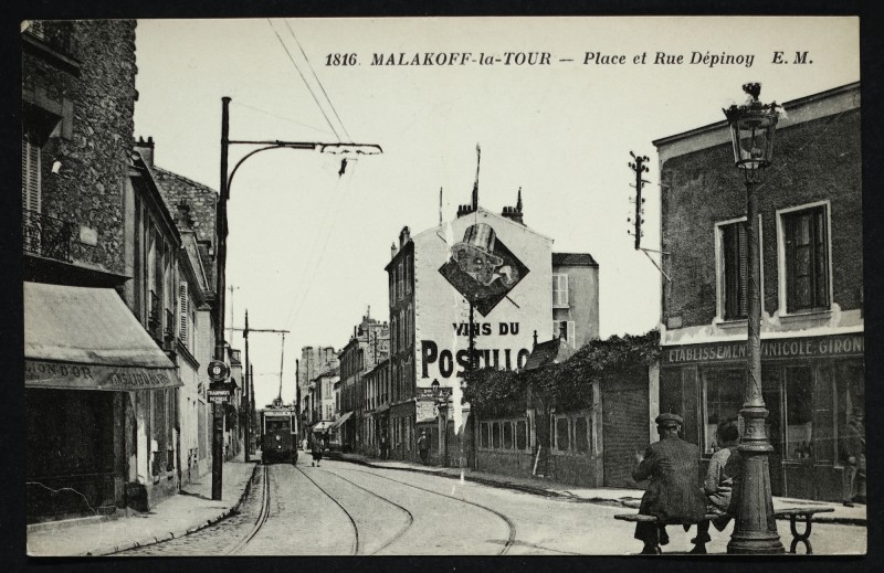 Carte postale ancienne Place et Rue Dépinoy à Malakoff