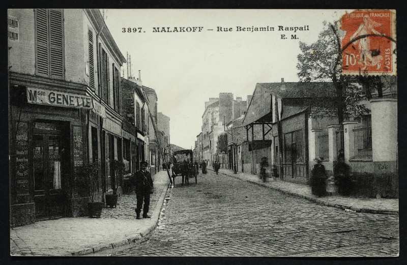 Carte postale ancienne Rue Benjamin Raspail à Malakoff