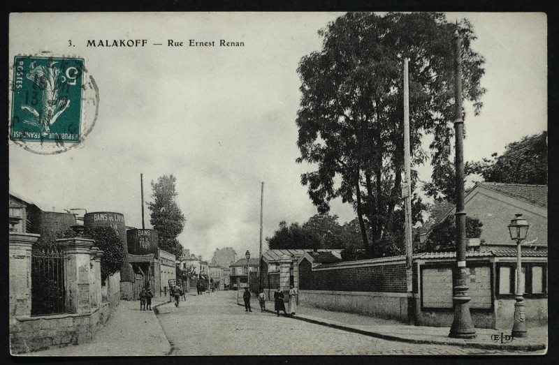 Carte postale ancienne Rue Ernest Renan à Malakoff
