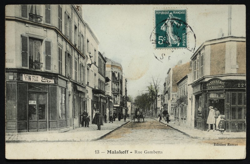 Carte postale ancienne Rue Gambetta à Malakoff