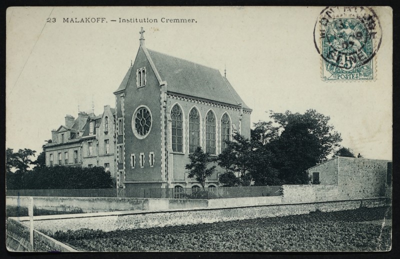 Carte postale ancienne Institution Cremmer à Malakoff