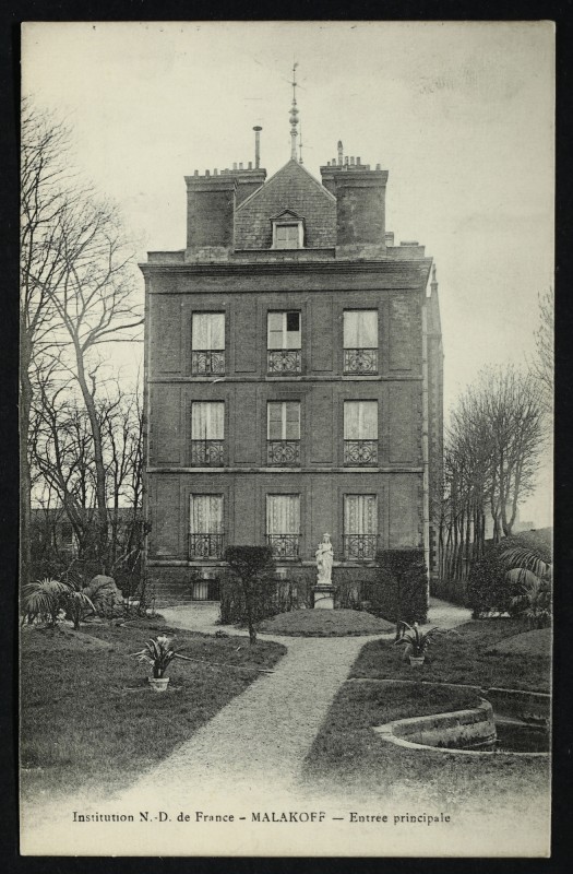 Carte postale ancienne Institution N.-D. de France - Entrée principale à Malakoff