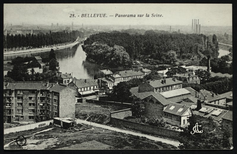 Carte postale ancienne Bellevue - Panorama sur la Seine à Meudon