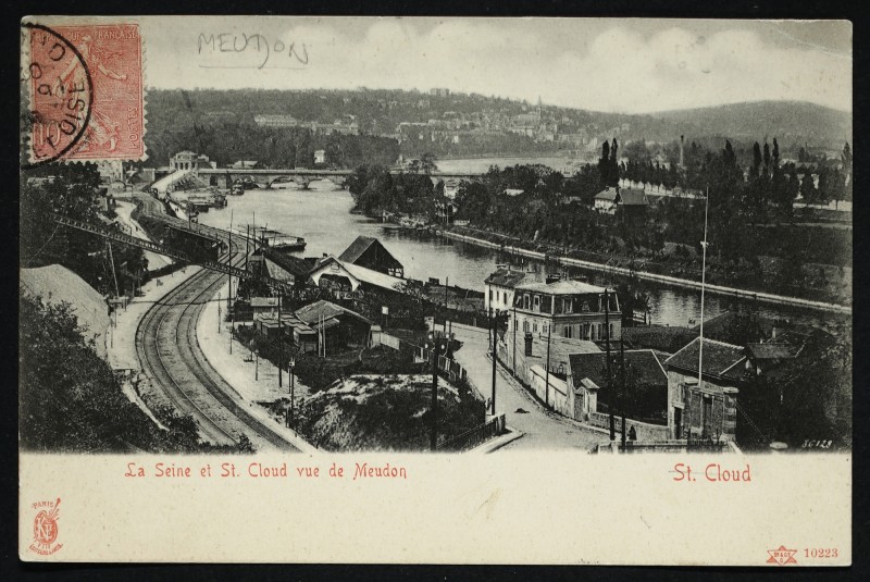 Carte postale ancienne La Seine et Saint-Cloud vue de Meudon à Meudon