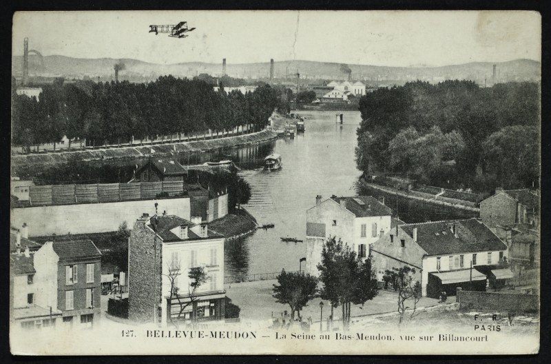 Carte postale ancienne La Seine au Bas-Meudon, vue sur Billancourt à Meudon