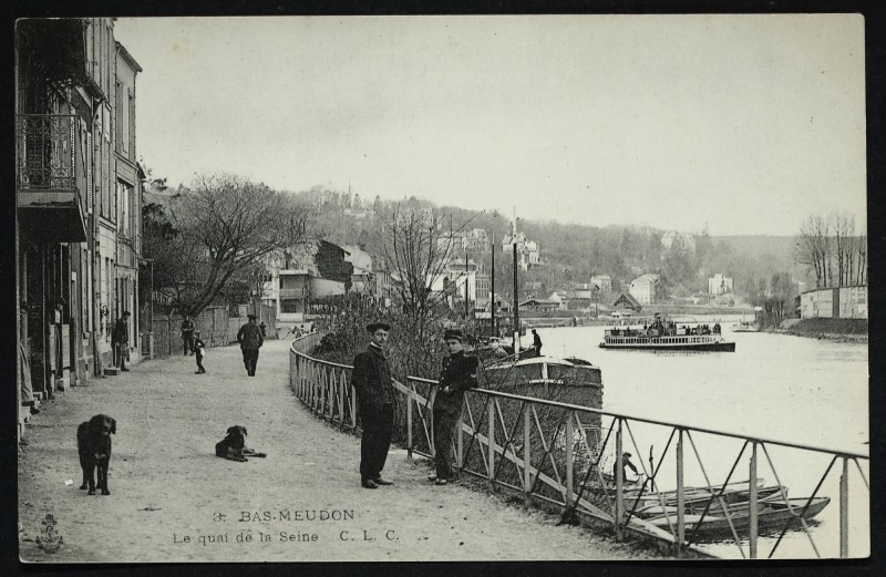 Carte postale ancienne Bas-Meudon - Le quai de la Seine à Meudon