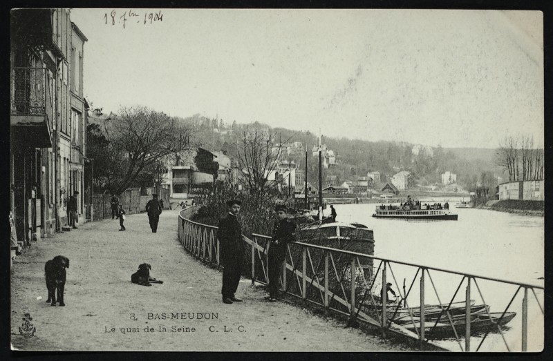 Carte postale ancienne Bas-Meudon - Le quai de la Seine à Meudon