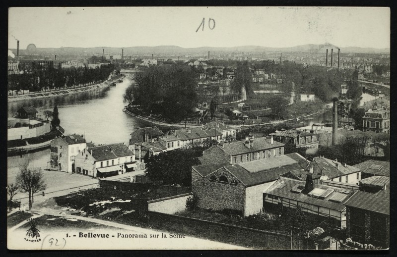 Carte postale ancienne Bellevue - Panorama sur la Seine à Meudon