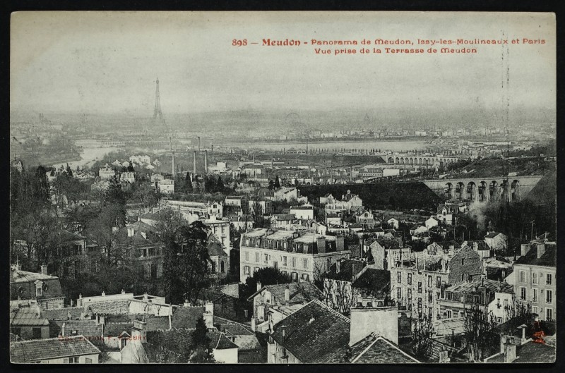 Carte postale ancienne Panorama de Meudon, Issy-les-Moulineaux et Paris - Vue prise de la Terrasse de Meudon à Meudon