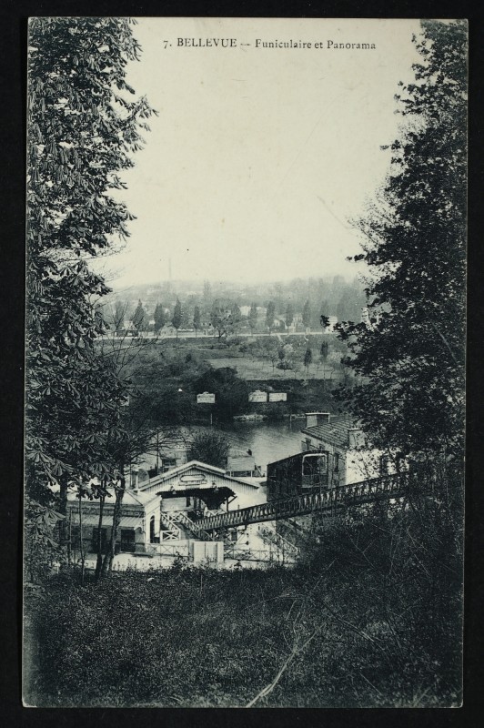 Carte postale ancienne Bellevue - Funiculaire et Panorama à Sèvres