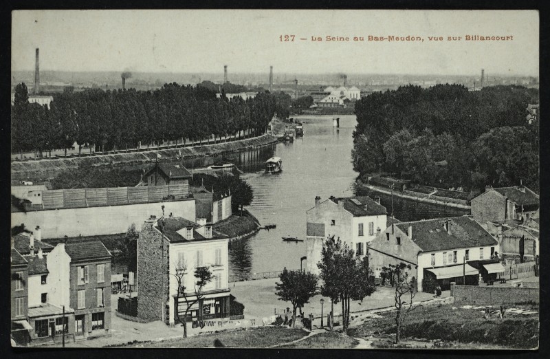 Carte postale ancienne La Seine au Bas-Meudon, vue sur Billancourt à Meudon