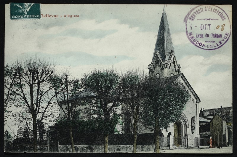 Carte postale ancienne Bellevue - L'Eglise à Meudon