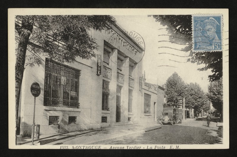 Carte postale ancienne Avenue Verdier - La Poste à Montrouge